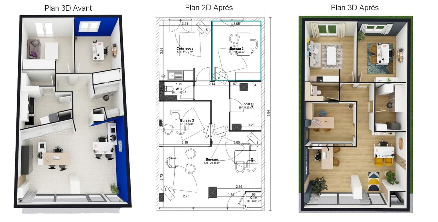 plan 3d complet vu du dessus agence gan assurance voiron