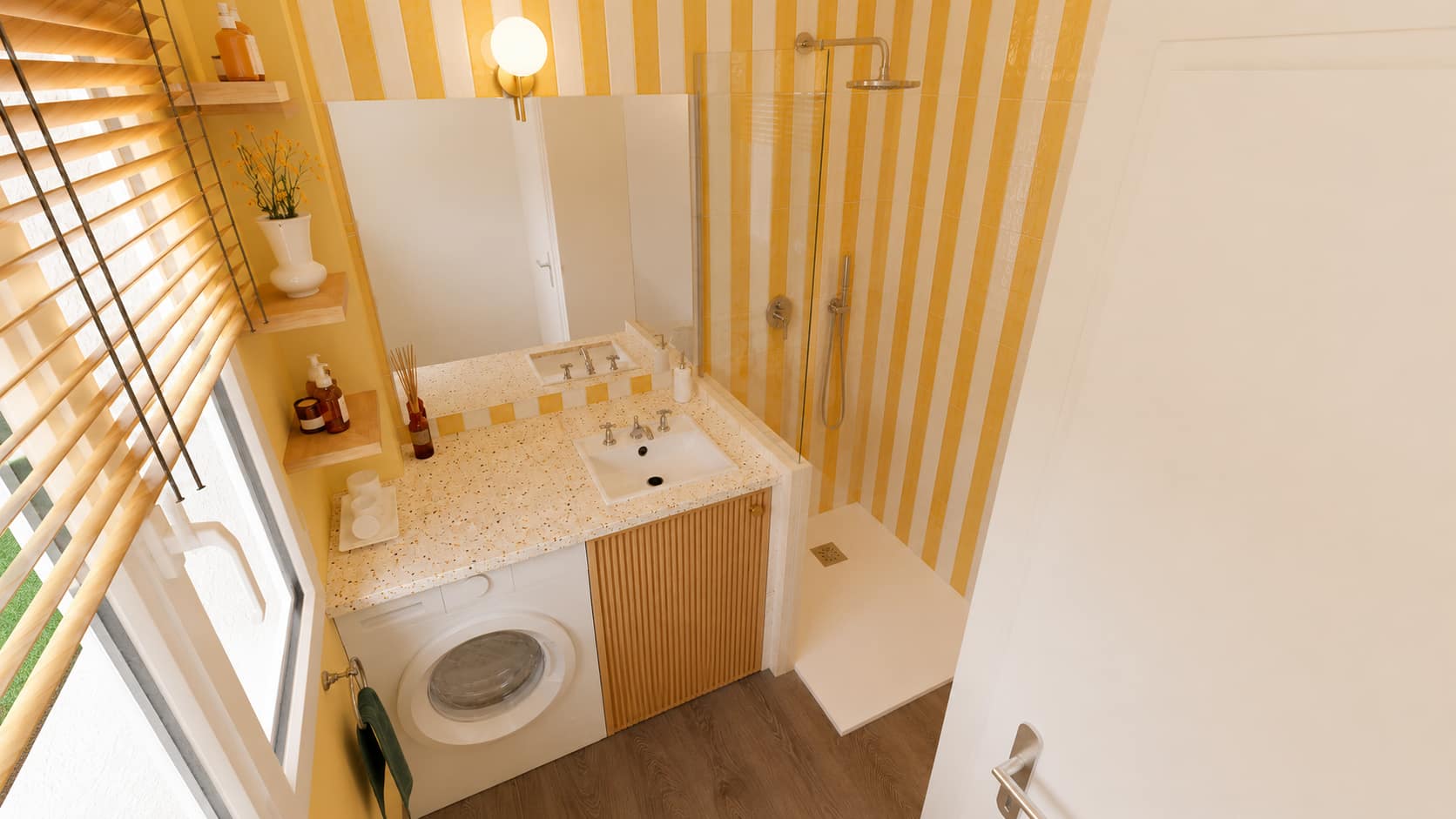 ∙ Rénovation d&rsquo;une salle de bain parisienne inspirée des années 70