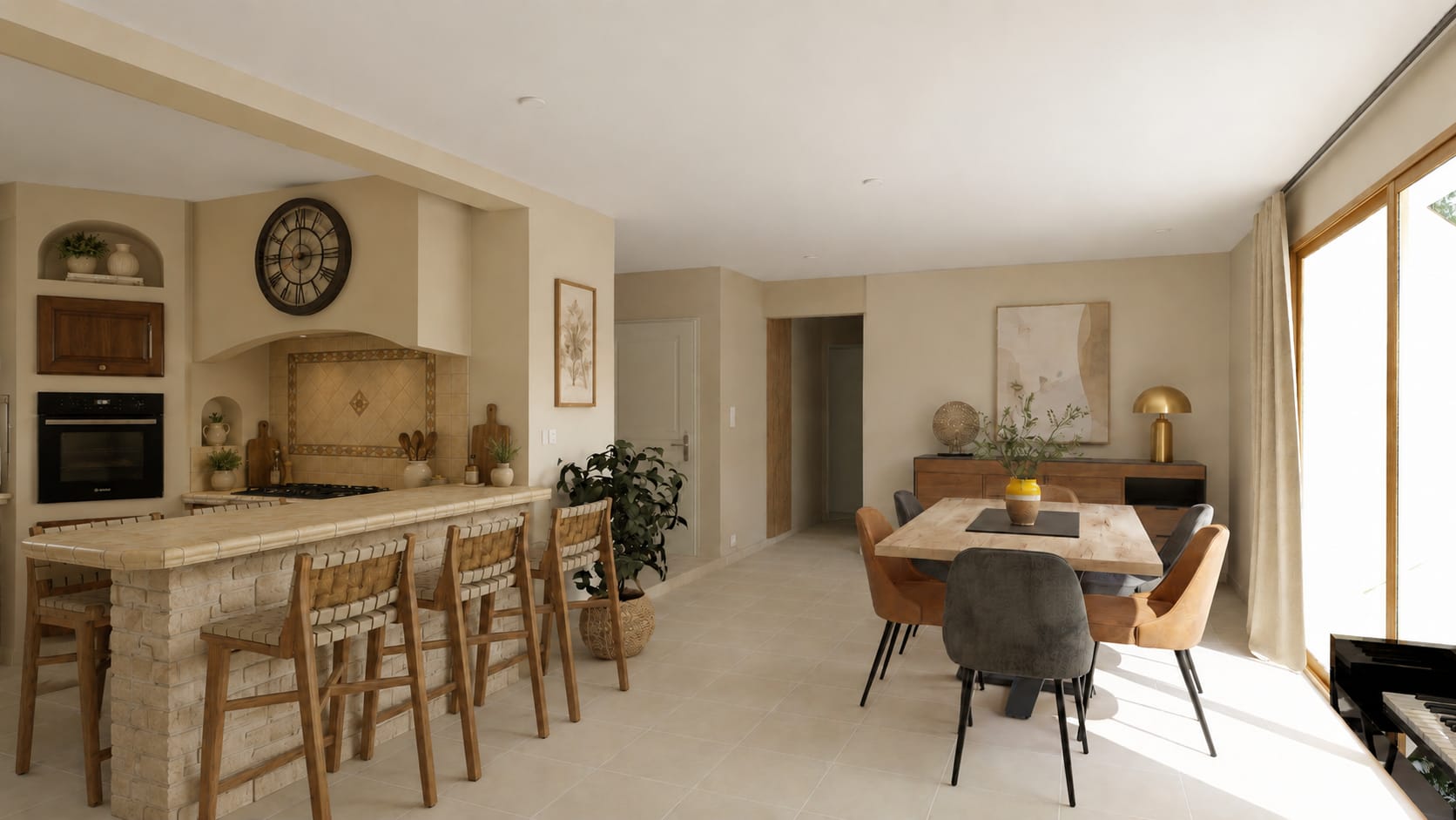 vu 3d salle à manger cuisine