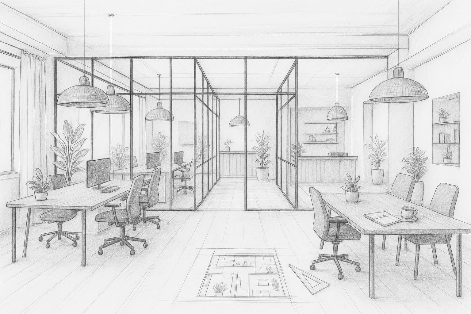 Dessin d'un bureau professionnel