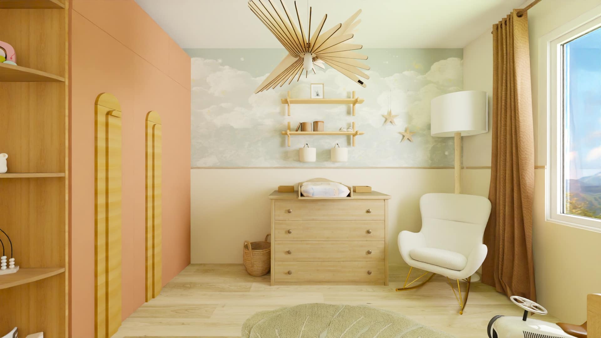 ∙ PROJET APPRIEU ∙ Chambre bébé « comme un poème » – Une première proposition avec meuble sur mesure